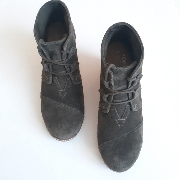 Toms Desert Wedge Olive Suede Booties size 8.5 - Picture 7 of 8